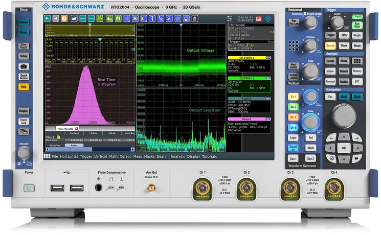 Oscilloscope 16 bits, 4 voies, 600MHz, écran 12.1"