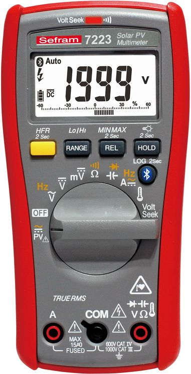 Multimètre portable 6000pts, TRMS AC, 1000/1500/2000V, 10A AC/DC - avec Bluetooth