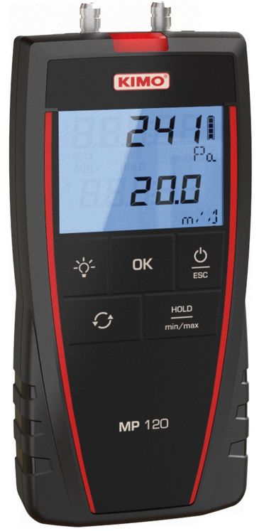 Micro-Manomètre Portable Différentiel - +-1000Pa, 0.5%+2Pa - + vitesse d´air via tube de pitot (option) 2-40m/s - Certificat d´ajustage