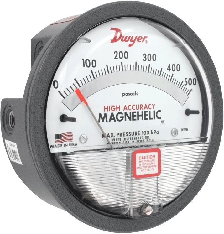 DWYER MAGNEHELIC série 2000 - Manomètre à aiguille diamètre 121 mm. Echelle : 0-100 Pa, 2Pa, +-2%