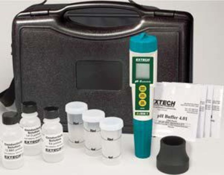 Kit testeur de pH/Conductivité/TDS/Salinité EC500 avec mallette, solutions de pH et conductivité