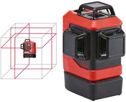 Laser multilignes 3x360° - Rouge - 25m - triple alimentation - en mallette
