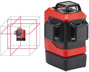 Laser multilignes 3x360° - Rouge - 25m - triple alimentation - en mallette