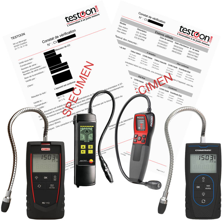 Etalonnage vérification pour détecteur/sonde de détection de fuite de gaz combustible (A/R inclus)