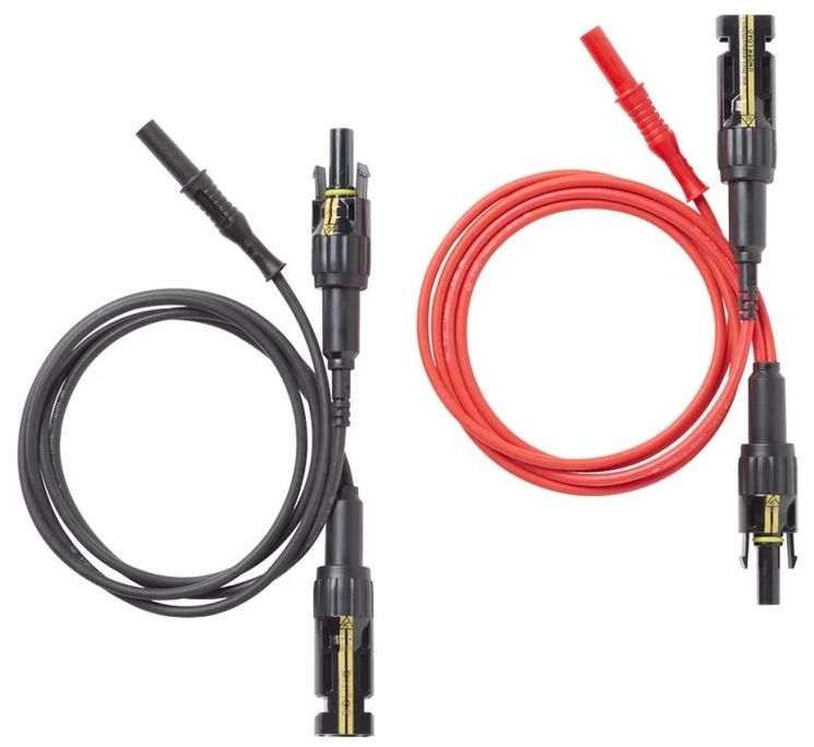 Jeu de 2 cordons de mesure double MC4 vers bananes 4mm - 1000V, 20A - 1 noir, 1 rouge - 90cm