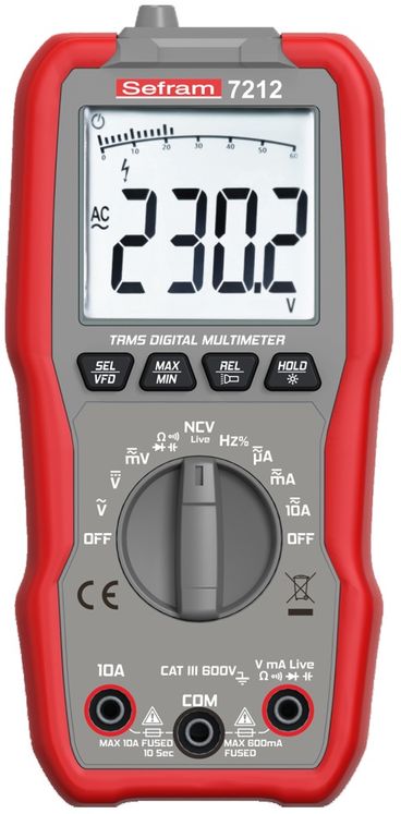 Multimètre portable compact TRMS AC, 6000 points, 600V AC/DC, 10A AC/DC