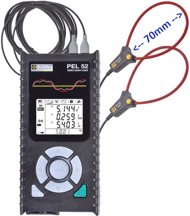 KIT Enregistreur de puissance et d'énergie monophasé, écran LCD - 2 VOIES - Avec 2 pinces de courant