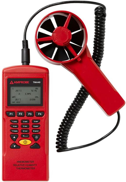 Anémomètre à hélice et thermo-hygromètre enregistreur, 0.4-32 m/s, 0-100%HR, -20-+70°C, USB
