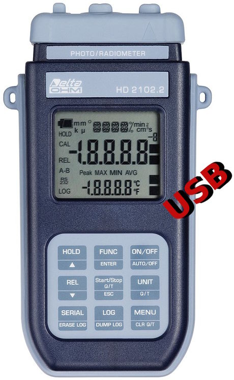 Photo-radiomètre-solarimètre enregistreur (USB), Lux (classe C ou B), Cd/m2, W/m2, UVA, UVB, UVC, PAR, RAD....