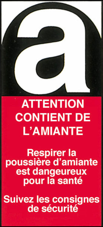 Petite étiquette Amiante, 50x110 mm