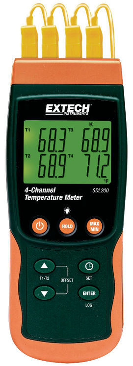 Thermomètre 4voies thermocouples, 2 voies Pt100, enregistrement sur carte SD