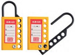 Condamnateur multiple en acier, anse 25mm, diam.5mm, étiquette "danger", pour 6 cadenas max.