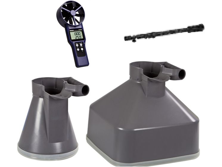 Kit Thermo-anémomètre à hélices et mesure de CO2 avec deux cônes de mesure de débit et perche télescopique  - Avec certificat d´étalonnage