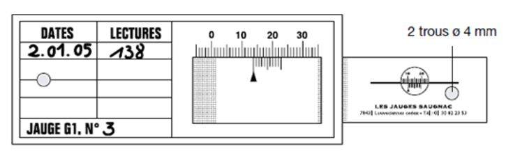10 Jauges de mesure de l'évolution de fissures dans un même plan 1/10ème de mm - intérieur et extérieur