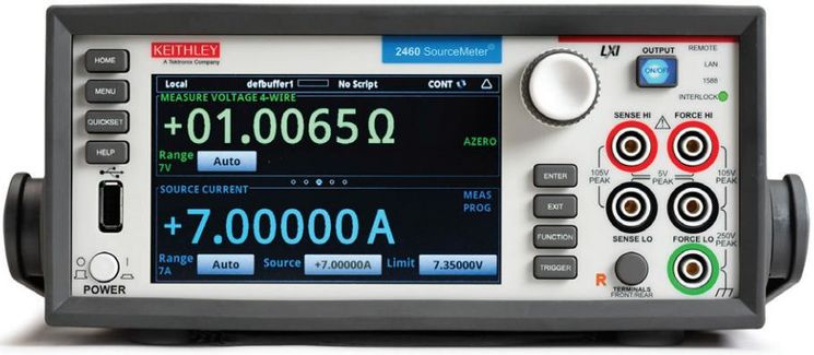 Unité de source et mesure (SMU) 1 voie, écran tactile 5", 100nV-105 V, 10pA-7A, 100 W max.