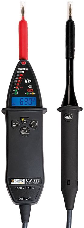 Testeur de tension DDT / VAT CAT IV 1000V, LEDs, écran LCD - EN61243-3, IP2X, NFC18-510