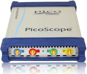 Oscilloscope USB tps réel 5Gech/s, 4 voies,1GHz, 1GS, géné arbitraire, entrées SMA - sans sondes