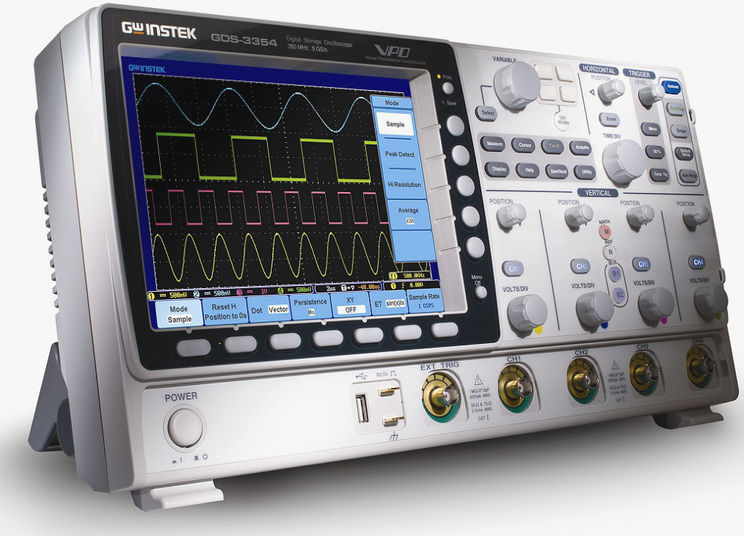 Oscilloscope numérique, 150MHz, 4 voies, 5GEch/s, 25kPts, 8 bits