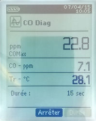 Mesureur de CO spécial diagnostic gaz - NF P 45-500, - évolutif - 0-500ppm - +-2ppm - +-0.1ppm - certificat étalonnage CNPG