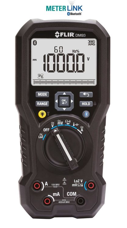 Multimètre industriel 1000V/10 A AC/DC, TRMS, VFD, enregistreur, Bluetooth MeterLink