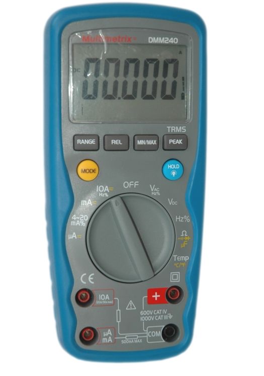 Multimètre numérique portable TRMS 40 000 points, 0.06%, 1000V/10A AC/DC, température