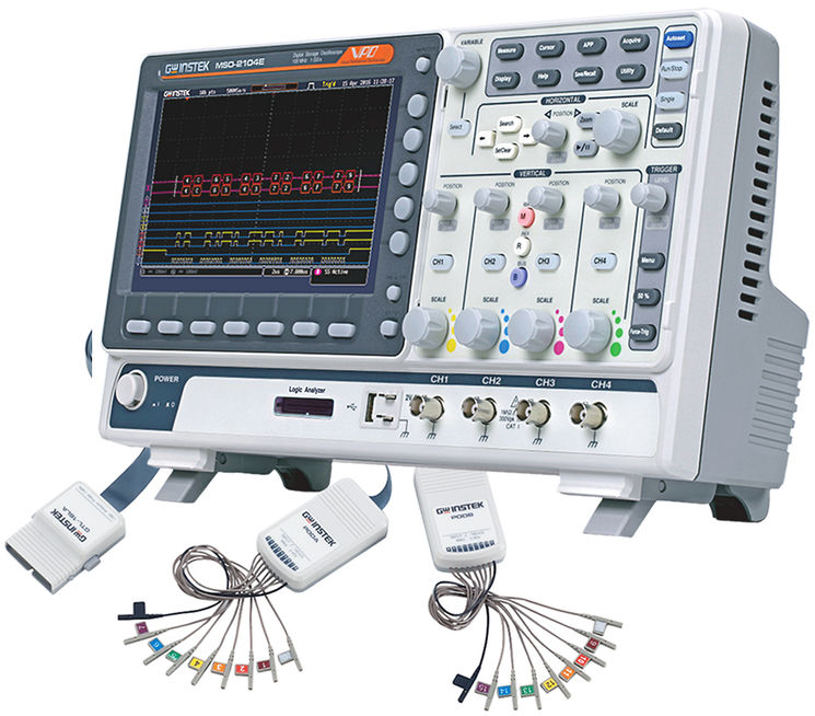 Oscilloscope numérique, 100MHz, 4 voies + 16 voies logiques, 8 bits