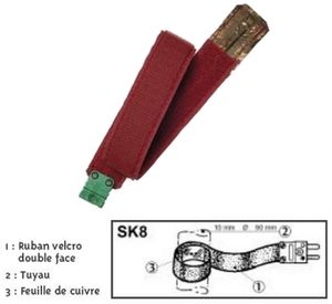 Sonde de température auto-grip(velcro), thermocouple K, 10mm<diam.<90mm, -50/+140°C