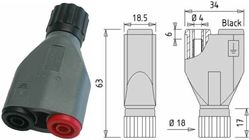 ADAPTATEUR BNC MÂLE/BANANE FEMELLE 150V CAT III