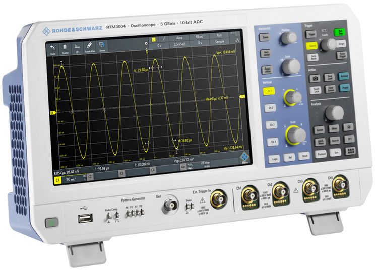 Oscilloscope 10bits, 4 voies, upgradable 100MHz à 1GHz, écran 10.1" - analyse logique en option - power of ten