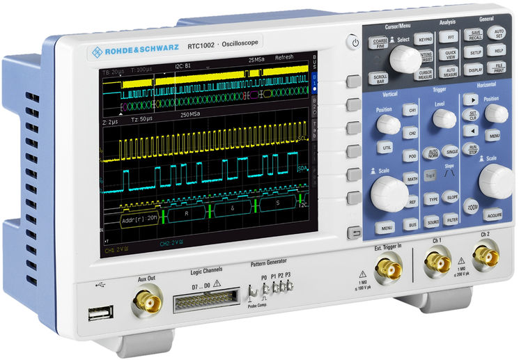 Oscilloscope numérique RTC1002 options incluses: 300MHz, 2 voies, AWG, décodages de bus
