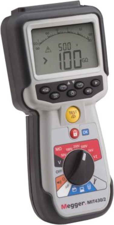 Isolamètre-Multimètre MIT430/2 50/100/250/500/1000V 200GOhms CAT IV 600V continuité 200/20mA, tests IP & DAR, affiche Fréquence, Capacité, Ifuite & Vtest, voltmètre AC/DC TRMS