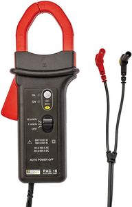 Pince ampèremétrique AC/DC - 2 calibres: 40-400 A AC / 60-600 A DC - 1mV/A et 10mV/A - Cordon 1.5m - fiches bananes Diam.4mm isolées